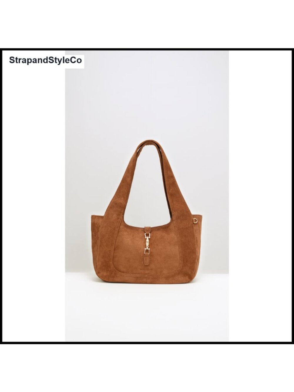 Faux Suede Shoulder Bag Slouchy Dumpling Tote Purse Wide Strap - Picture 6 of 6